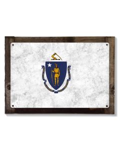 Massachusetts State Flag, The Spirit of America, Metal Sign, Optional Rustic Wood Frame, Wall Decor, Wall Art, FREE SHIPPING!