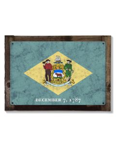 Delaware State Flag, The First State, Metal Sign, Optional Rustic Wood Frame, Wall Decor, Wall Art, Vintage, FREE SHIPPING!