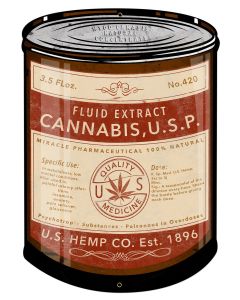 Cannabis Fluid Extract, US Hemp Co. Medicine, Poison, 100% Natural Cannabis Extract, Oil Can Metal Sign 14"x20"