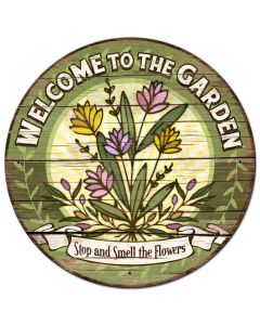 Welcome Garden Vintage Sign, New Products, Metal Sign, Wall Art, 28 X 28 Inches