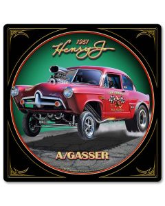1951 Henry J Gasser Vintage Sign, Automotive, Metal Sign, Wall Art, 12 X 12 Inches