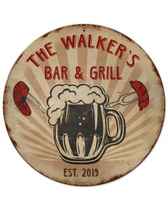 Personalized Bar And Grill Vintage Sign, Oil & Petro, Metal Sign, Wall Art, 14 X 14 Inches