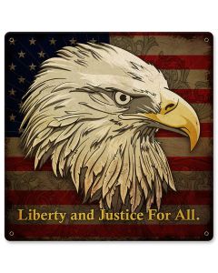 Liberty And Justice For All Vintage Sign, New Products, Metal Sign, Wall Art, 12 X 12 Inches