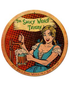 Saucy Wench Tavern Vintage Sign, New Products, Metal Sign, Wall Art, 14 X 14 Inches