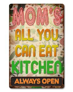 Moms Kitchen Vintage Sign, Oil & Petro, Metal Sign, Wall Art, 12 X 18 Inches