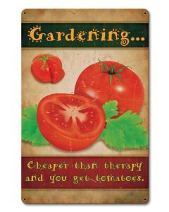 Gardening Cheaper Than Therapy Vintage Sign, Food & Drink, Metal Sign, Wall Art, 12 X 18 Inches