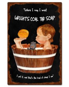 Wrights Coal Tar Soap Vintage Sign, Home & Garden, Metal Sign, Wall Art, 16 X 24 Inches