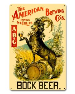 ABC Bock Beer, Automotive, Metal Sign, Wall Art, 12 X 18 Inches