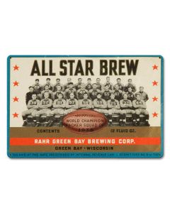 All Star Brew, Automotive, Metal Sign, Wall Art, 18 X 12 Inches