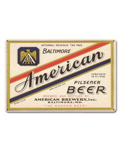 American Pilsener Beer, Automotive, Metal Sign, Wall Art, 18 X 12 Inches