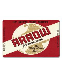 Arrow Premium Beer, Automotive, Metal Sign, Wall Art, 18 X 12 Inches