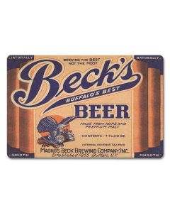 Beck's Beer, Automotive, Metal Sign, Wall Art, 18 X 12 Inches