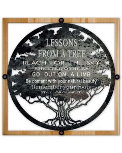 Lessons From A Tree With 1 Inch Width Wood Frame, Home & Garden, Metal Sign, Wall Art, 24 X 24 Inches