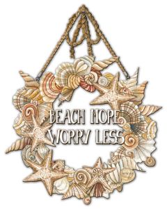 Coastal Wreath More Worry, Home & Garden, Metal Sign, Wall Art, 19 X 24 Inches