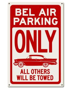 Bel Air Parking Red, Automotive, Metal Sign, Wall Art, 16 X 24 Inches
