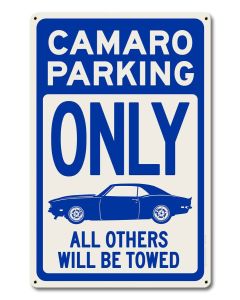 Camero Parking Blue, Automotive, Metal Sign, Wall Art, 12 X 18 Inches