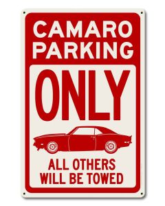 Camero Parking Red, Automotive, Metal Sign, Wall Art, 12 X 18 Inches