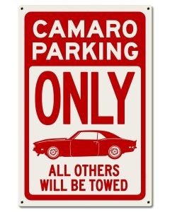 Camero Parking Red, Automotive, Metal Sign, Wall Art, 16 X 24 Inches
