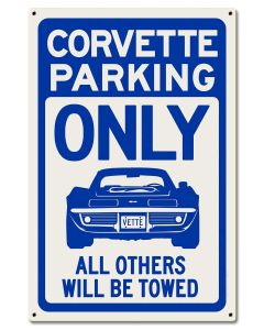 Corvette Parking Blue, Automotive, Metal Sign, Wall Art, 16 X 24 Inches