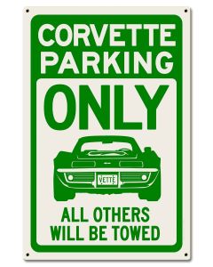 Corvette Parking Green, Automotive, Metal Sign, Wall Art, 16 X 24 Inches