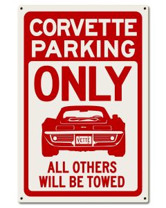 Corvette Parking Red, Automotive, Metal Sign, Wall Art, 16 X 24 Inches
