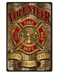 Volunteer Fire Dept Vintage Sign, Humor, Metal Sign, Wall Art, 12 X 18 Inches