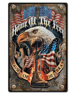 Home Of The Free Vintage Sign, Patriotic, Metal Sign, Wall Art, 12 X 18 Inches
