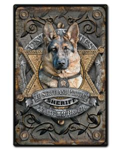 K9 Sheriff Vintage Sign, Humor, Metal Sign, Wall Art, 12 X 18 Inches