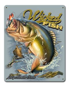 Large Mouth Bass Vintage Sign, Humor, Metal Sign, Wall Art, 12 X 15 Inches