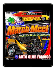 BAKERSFIELD MARCH MEET 2016 Vintage Sign, Automotive, Metal Sign, Wall Art, 15 X 12 Inches