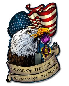 Purple Heart Eagle Flag, Roadside Attractions, Metal Sign, Wall Art, 13 X 20 Inches