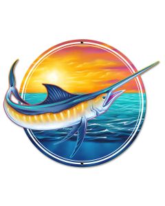 Marlin, Roadside Attractions, Metal Sign, Wall Art, 18 X 14 Inches