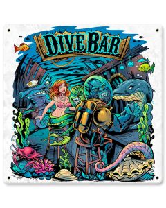Dive Bar Vintage Sign, Roadside Attractions, Metal Sign, Wall Art, 12 X 12 Inches