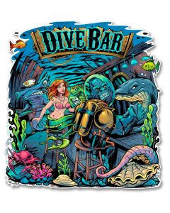 Dive Bar Vintage Sign, Roadside Attractions, Metal Sign, Wall Art, 16 X 14 Inches