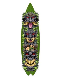 Tiki Totem Skateboard Vintage Sign, Roadside Attractions, Metal Sign, Wall Art, 34 X 8 Inches