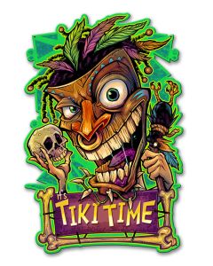 Tiki Time Vintage Sign, Roadside Attractions, Metal Sign, Wall Art, 19 X 12 Inches