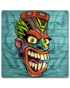 Tiki Head 3 Vintage Sign, Roadside Attractions, Metal Sign, Wall Art, 12 X 12 Inches