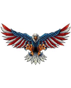 Eagle With US Flag Wing Spread Vintage Sign, Roadside Attractions, Metal Sign, Wall Art, 29 X 18 Inches