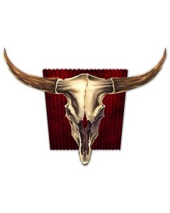 Steer Skull Vintage Sign, Roadside Attractions, Metal Sign, Wall Art, 27 X 20 Inches