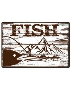 Fish, Barn and Country, Metal Sign, Wall Art, 36 X 24 Inches