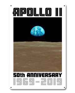 Apollo 11 50th Anniversary Earthrise Metal Sign Vintage Sign, Aviation, Metal Sign, Wall Art, 12 X 18 Inches