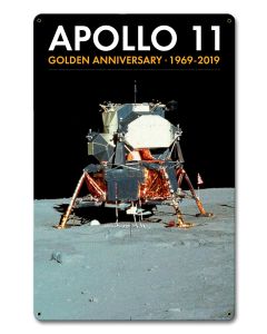 Apollo 11 50th Anniversary Eagle LM LEM Lunar Module Black Metal Sign Vintage Sign, Aviation, Metal Sign, Wall Art, 12 X 18 Inches