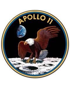 Apollo 11 50th Anniversary Mission Patch Insignia Small Metal Sign Vintage Sign, Aviation, Metal Sign, Wall Art, 14 X 14 Inches