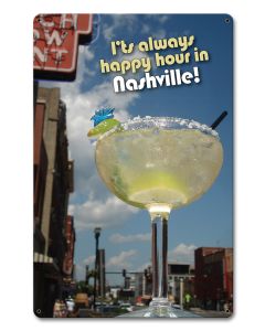 Happy Hour Nashville Vintage Sign, Travel, Metal Sign, Wall Art, 12 X 18 Inches