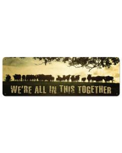 Cows On Hill Vintage Sign, Home & Garden, Metal Sign, Wall Art, 24 X 8 Inches