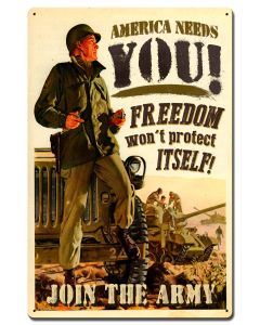 Join The Army Vintage Sign, Military, Metal Sign, Wall Art, 16 X 24 Inches