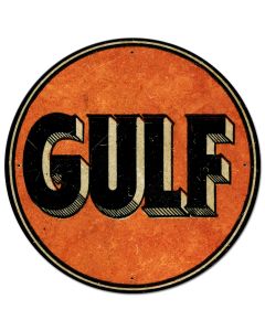 GULF OIL Vintage Sign, Automotive, Metal Sign, Wall Art, 28 X 28 Inches