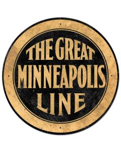 THE GREAT MINNEAPOLIS LINE Vintage Sign, Automotive, Metal Sign, Wall Art, 28 X 28 Inches