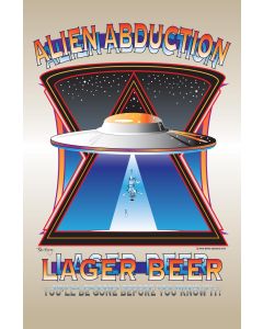 Alien Abduction Lager Vintage Sign, Man Cave, Metal Sign, Wall Art, 12 X 18 Inches