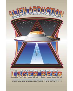 Alien Abduction Lager Vintage Sign, Man Cave, Metal Sign, Wall Art, 24 X 36 Inches